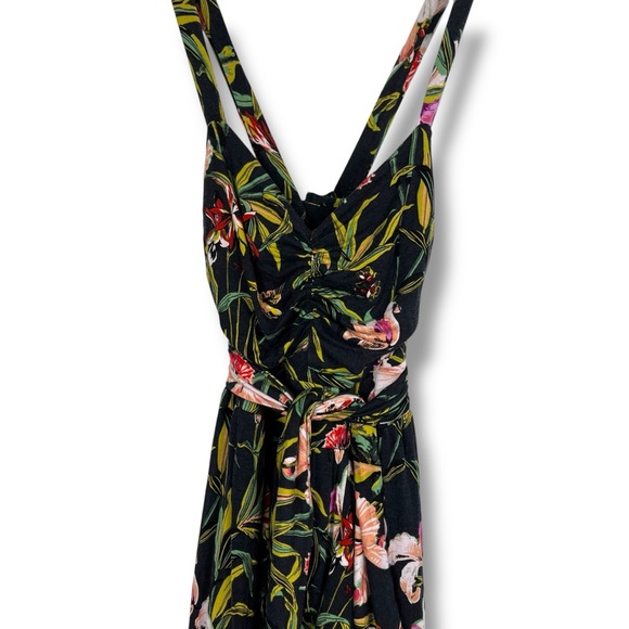 Anthropologie Maeve Gabriela Ruffled Black Floral Maxi Sweetheart Neck Dress S - Picture 7 of 12